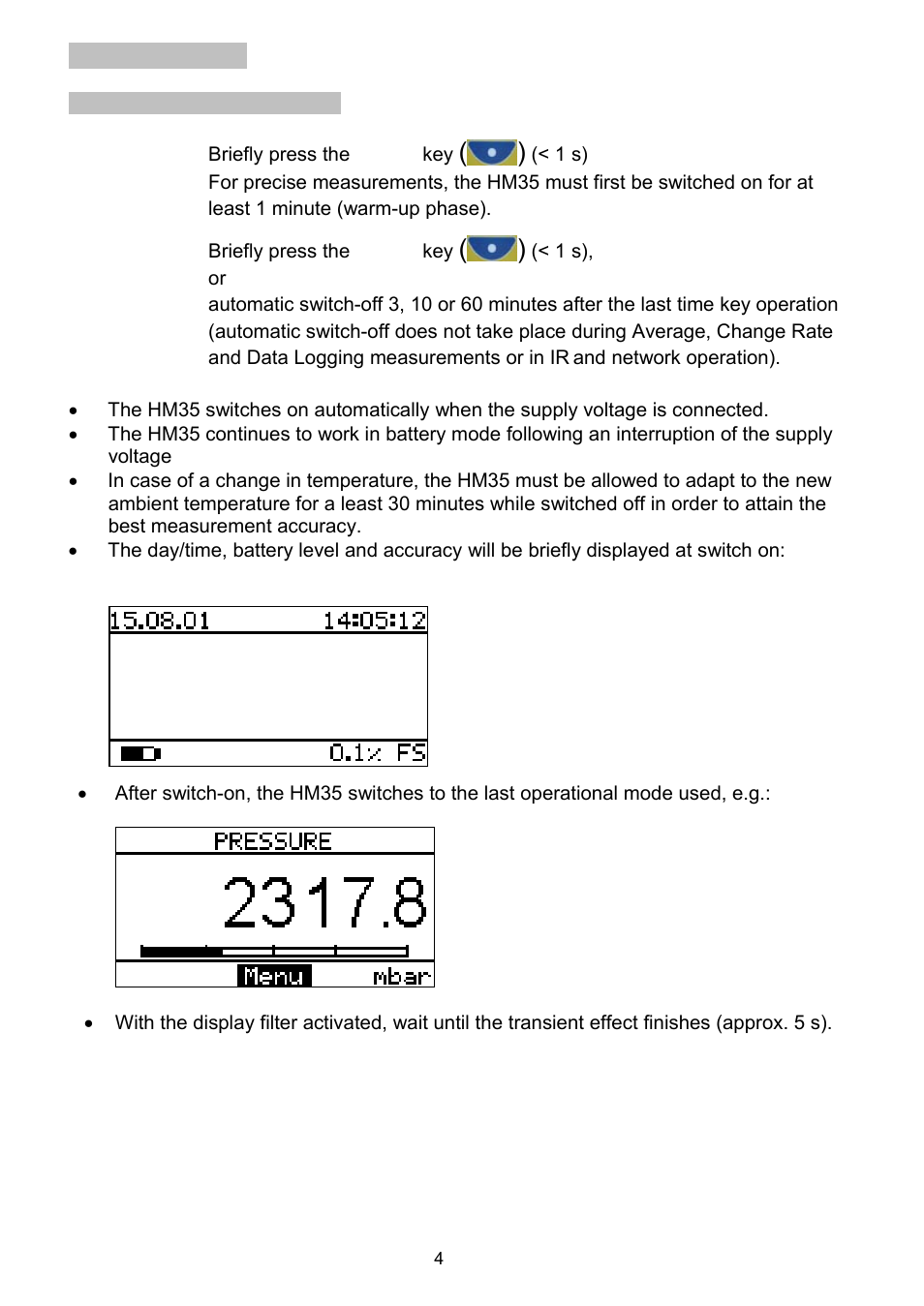 3 operation, 1 switching, On and off | Dwyer HM35 User Manual | Page 5 / 28