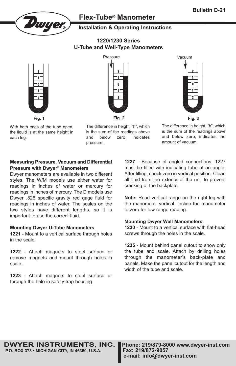 Dwyer 1235 User Manual | 2 pages