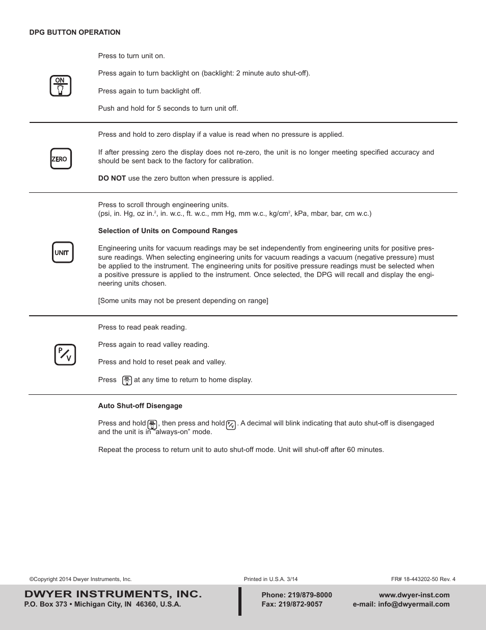 Dwyer instruments, inc | Dwyer DPG-000 User Manual | Page 2 / 2