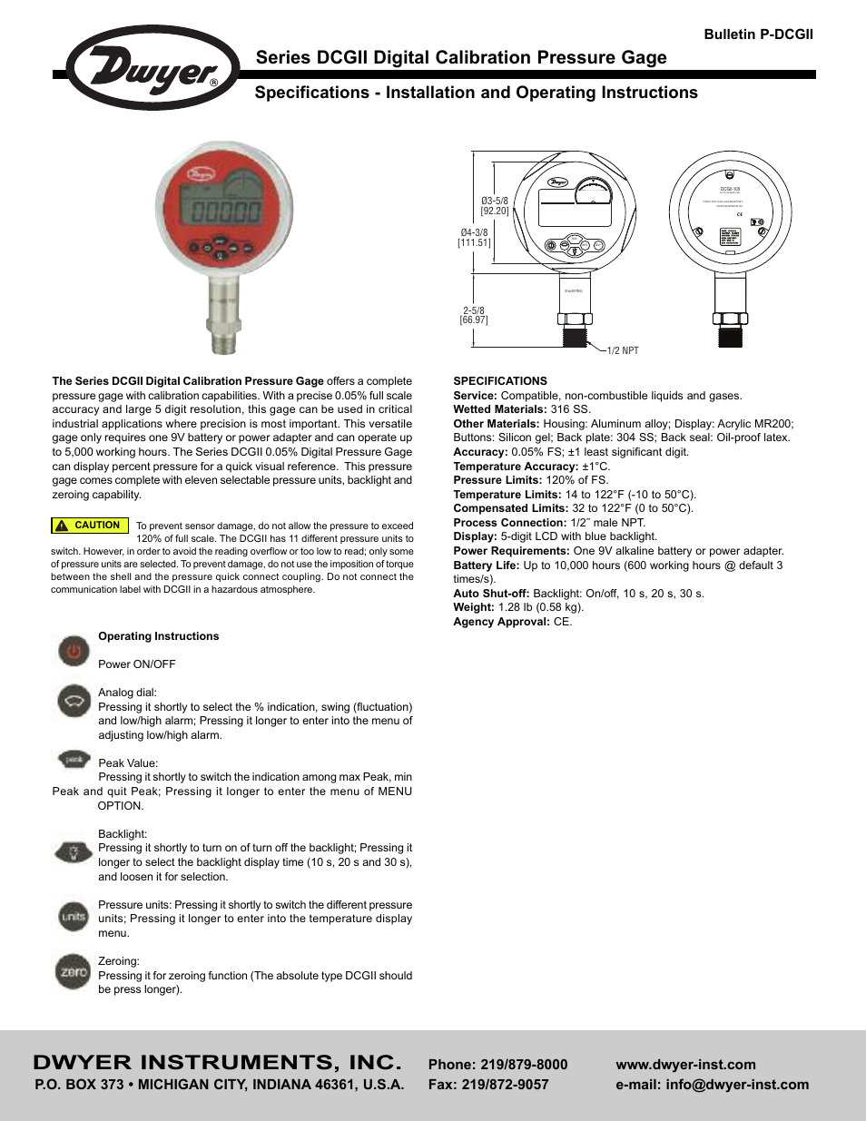 Dwyer DCGII User Manual | 4 pages