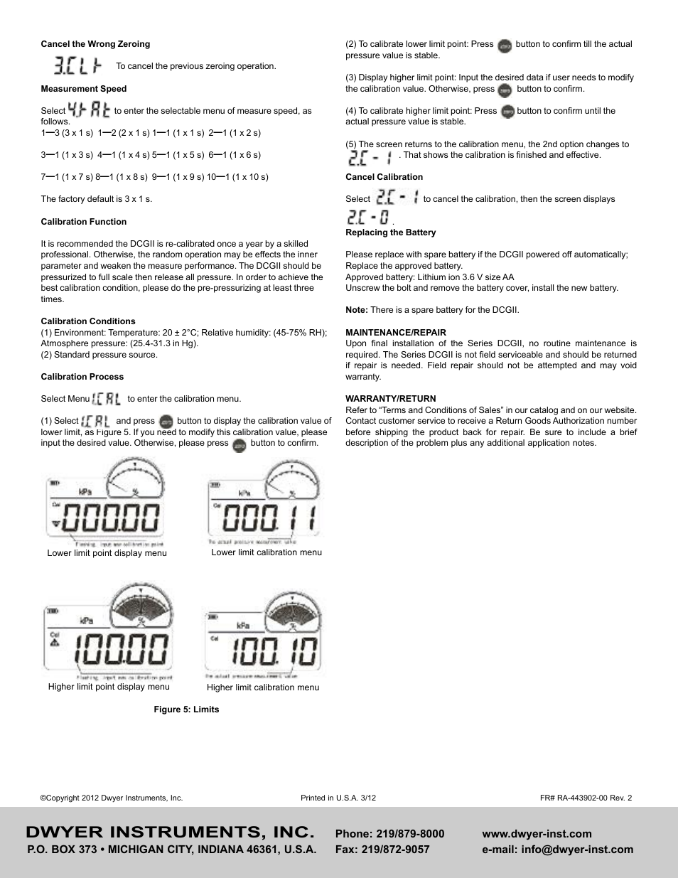 Dwyer instruments, inc | Dwyer DCGII User Manual | Page 4 / 4