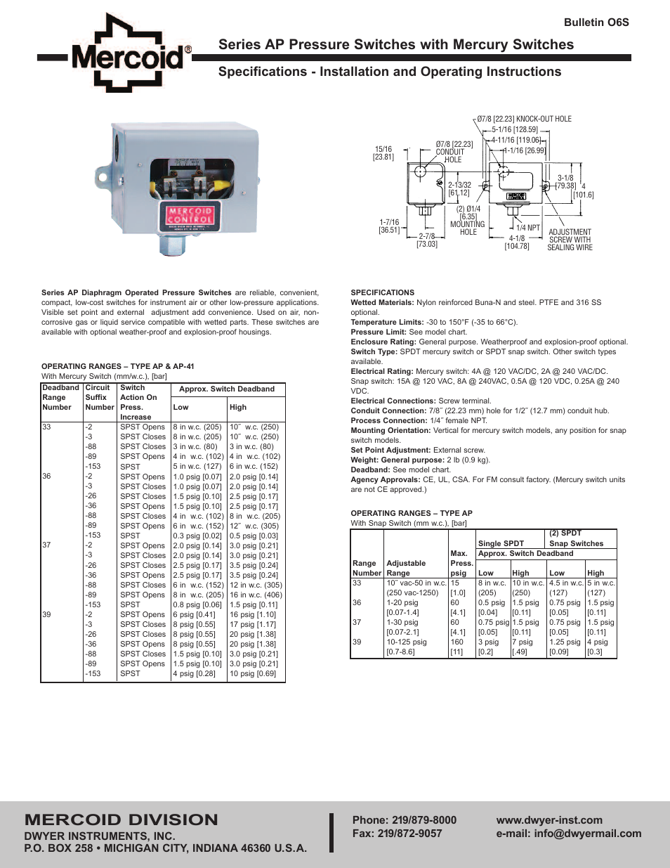 Dwyer AP User Manual | 4 pages