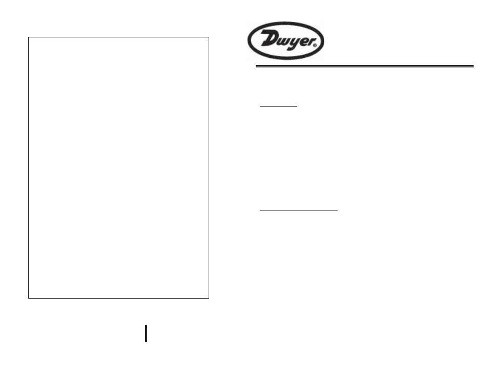 Dwyer A2 User Manual | 2 pages