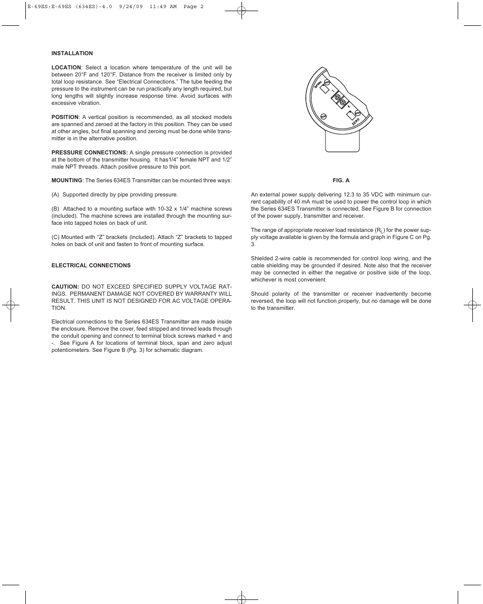 Dwyer 634ES User Manual | Page 2 / 4