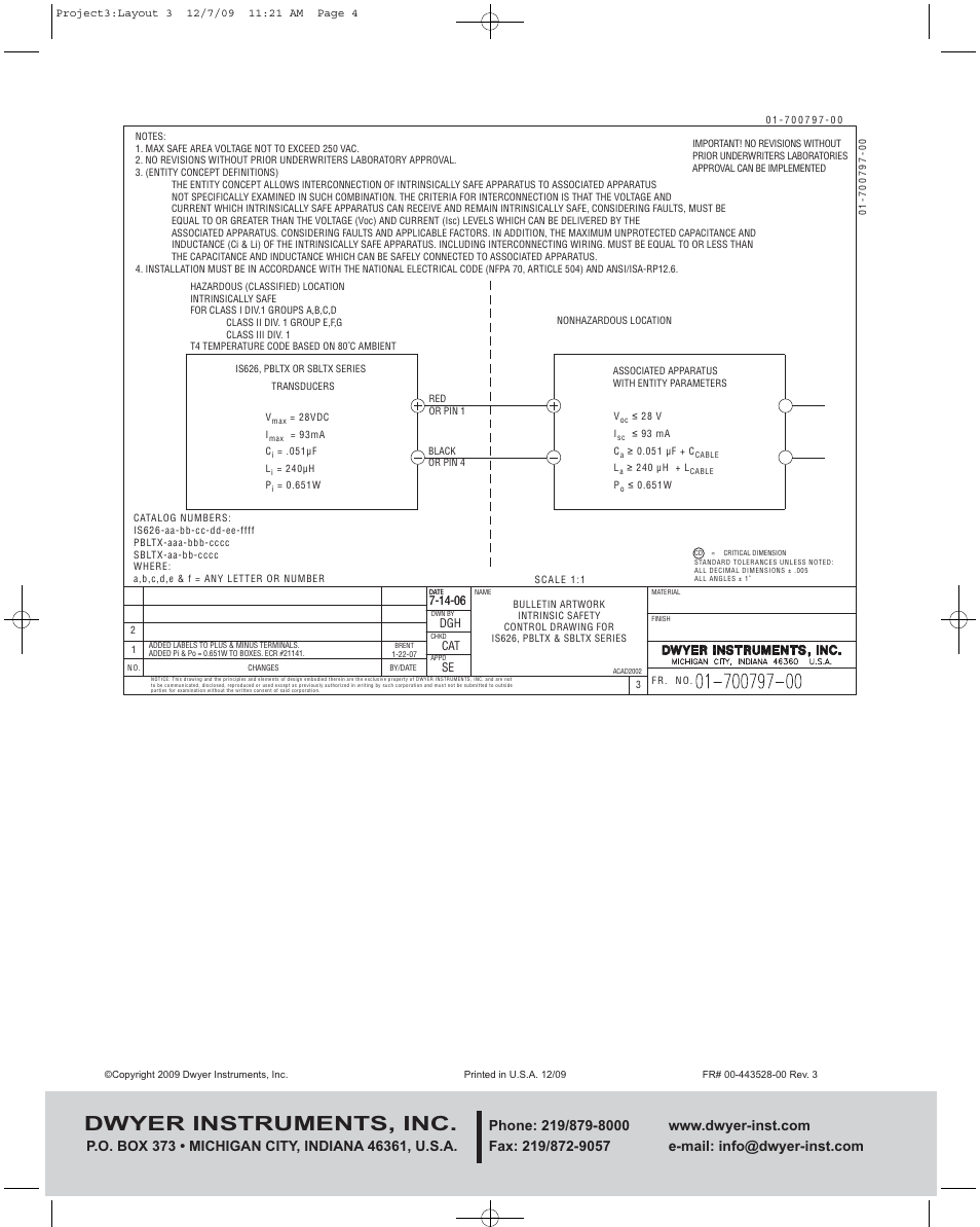 Dwyer instruments, inc | Dwyer IS626 User Manual | Page 4 / 4