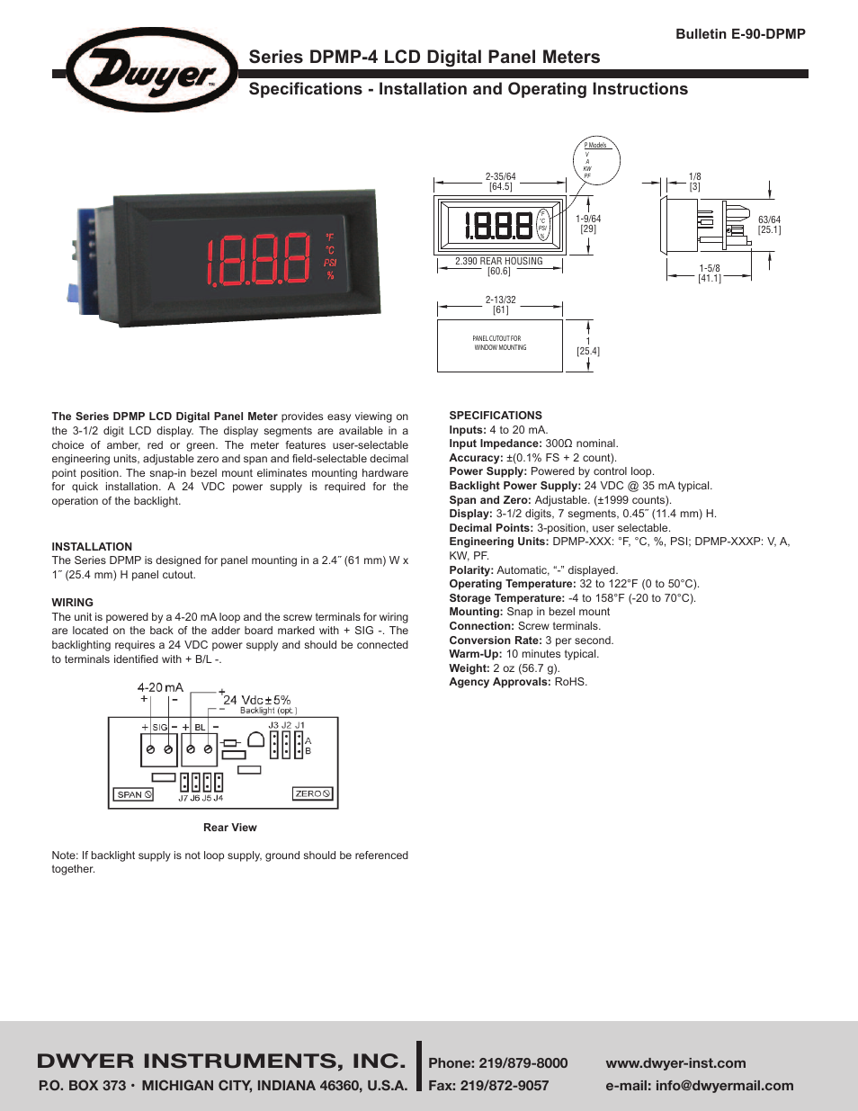 Dwyer DPMP-4 User Manual | 2 pages