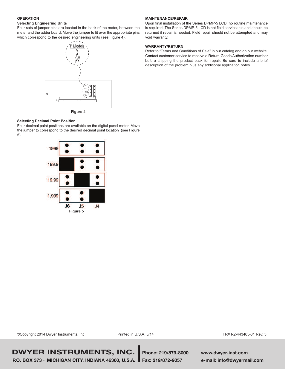 Dwyer instruments, inc | Dwyer DPMP-5 User Manual | Page 2 / 2