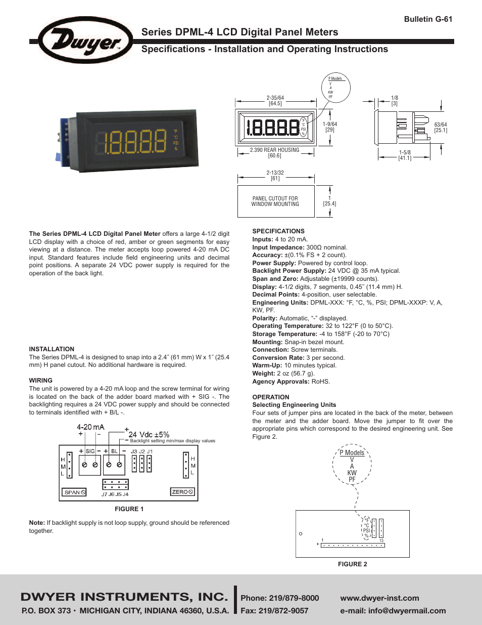 Dwyer DPML-4 User Manual | 2 pages