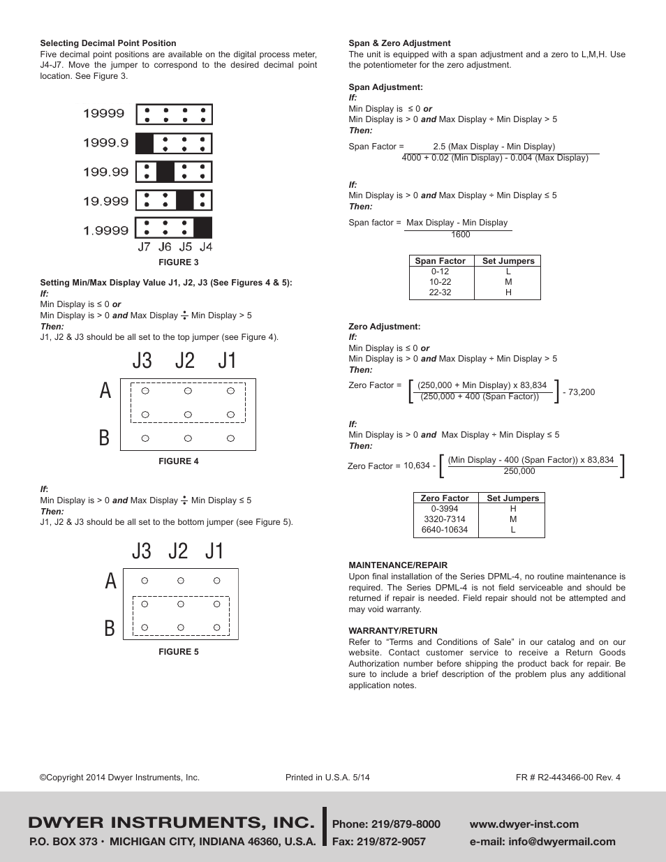 Aj3 j2 j1 b, Dwyer instruments, inc | Dwyer DPML-4 User Manual | Page 2 / 2