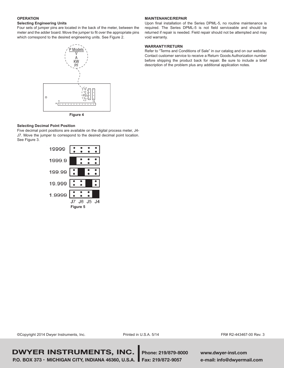 Dwyer instruments, inc | Dwyer DPML-5 User Manual | Page 2 / 2