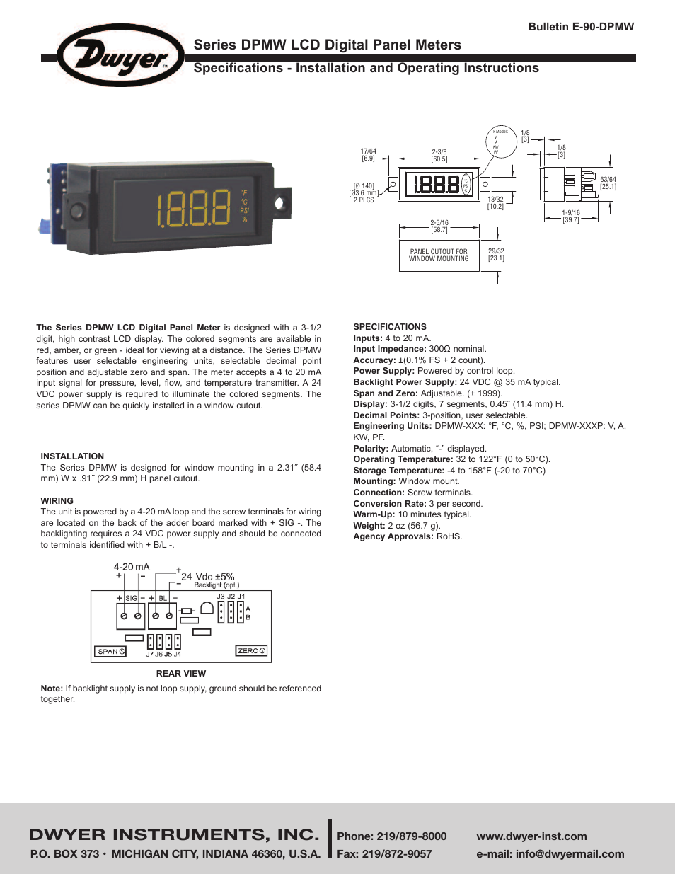 Dwyer DPMW User Manual | 2 pages