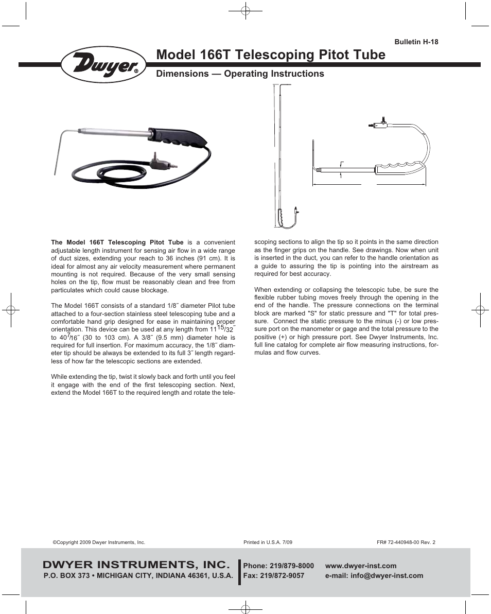 Dwyer 166T User Manual | 1 page