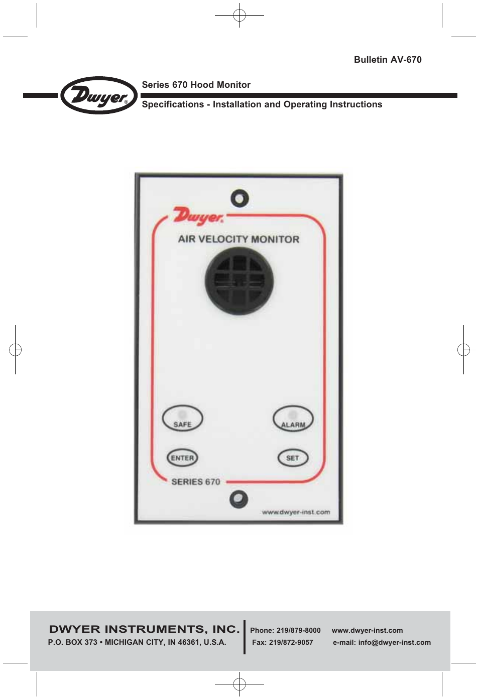 Dwyer 670 User Manual | 16 pages