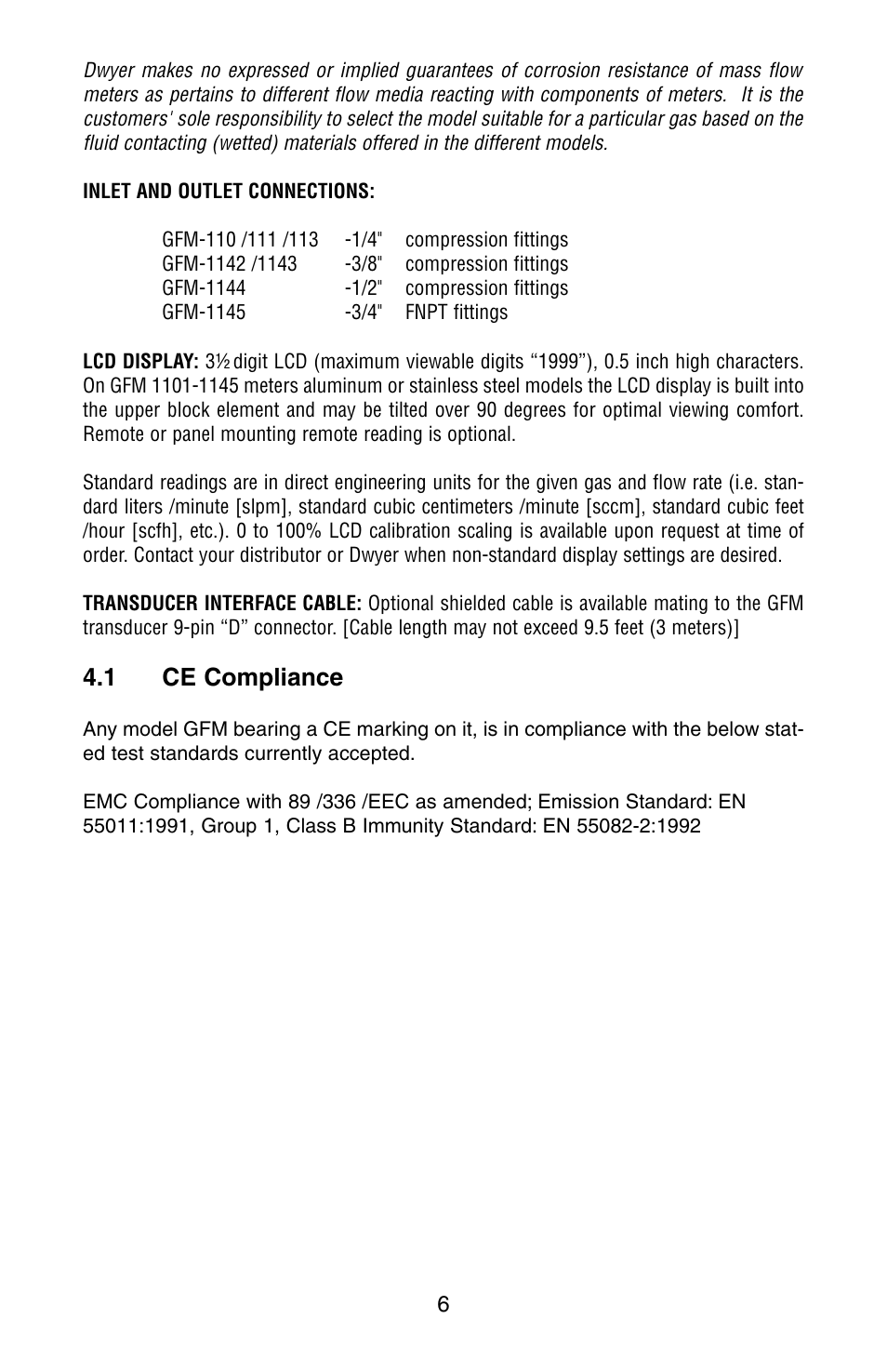 1 ce compliance | Dwyer GFM User Manual | Page 10 / 32