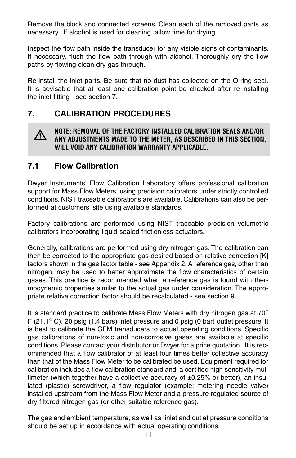 Calibration procedures, 1 flow calibration | Dwyer GFM User Manual | Page 15 / 32