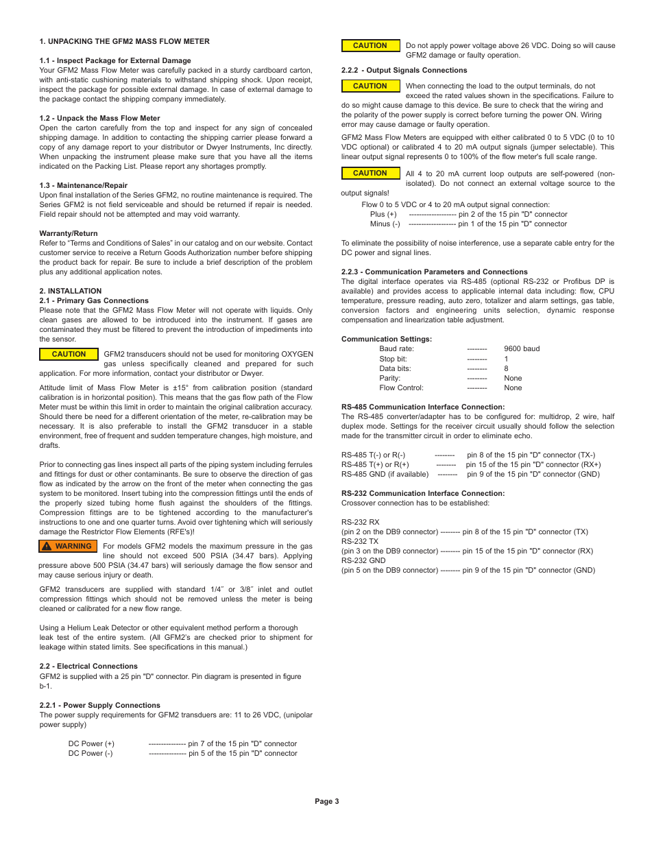 Dwyer GFM2 User Manual | Page 3 / 20