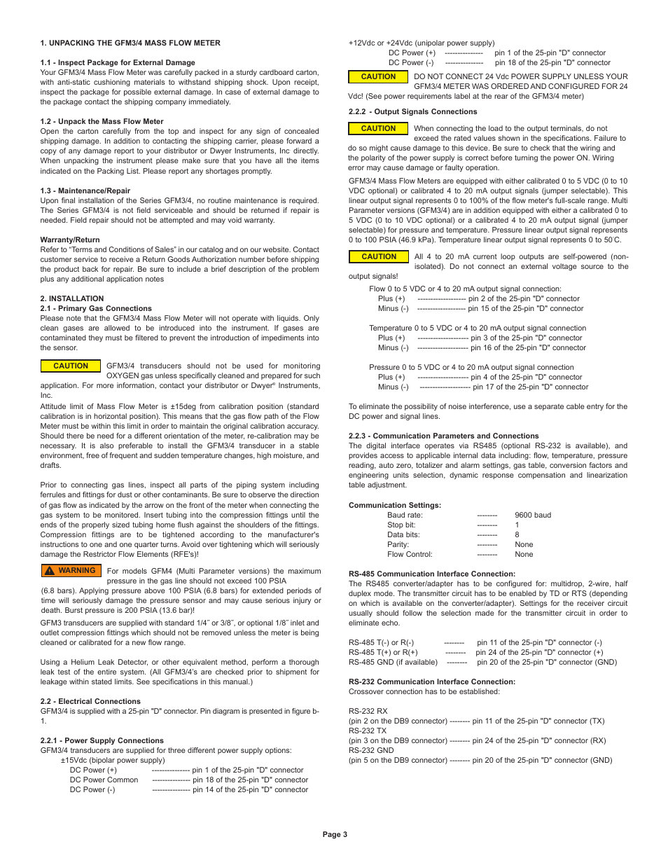 Dwyer GFM4 User Manual | Page 3 / 22