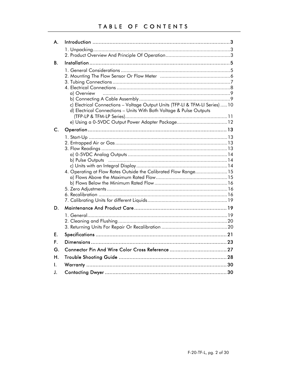 Dwyer TFM-LP User Manual | Page 2 / 30