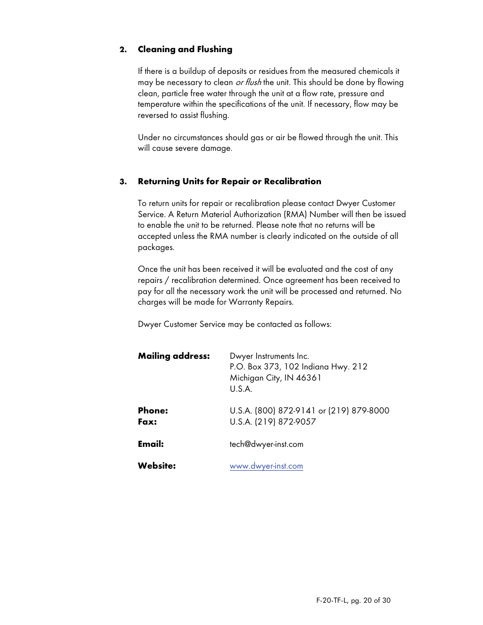 Dwyer TFM-LP User Manual | Page 20 / 30