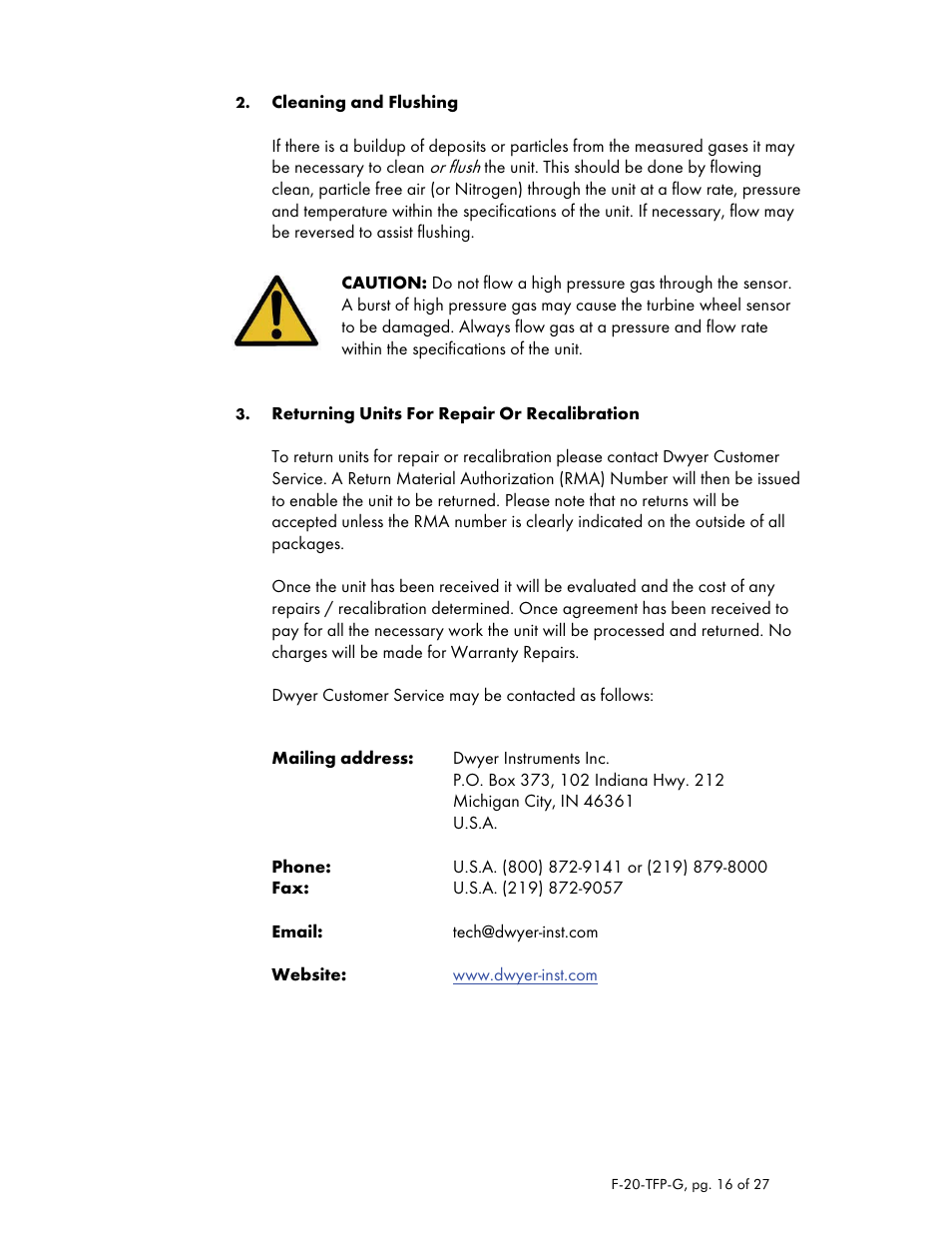 Dwyer TFP-GV User Manual | Page 16 / 27