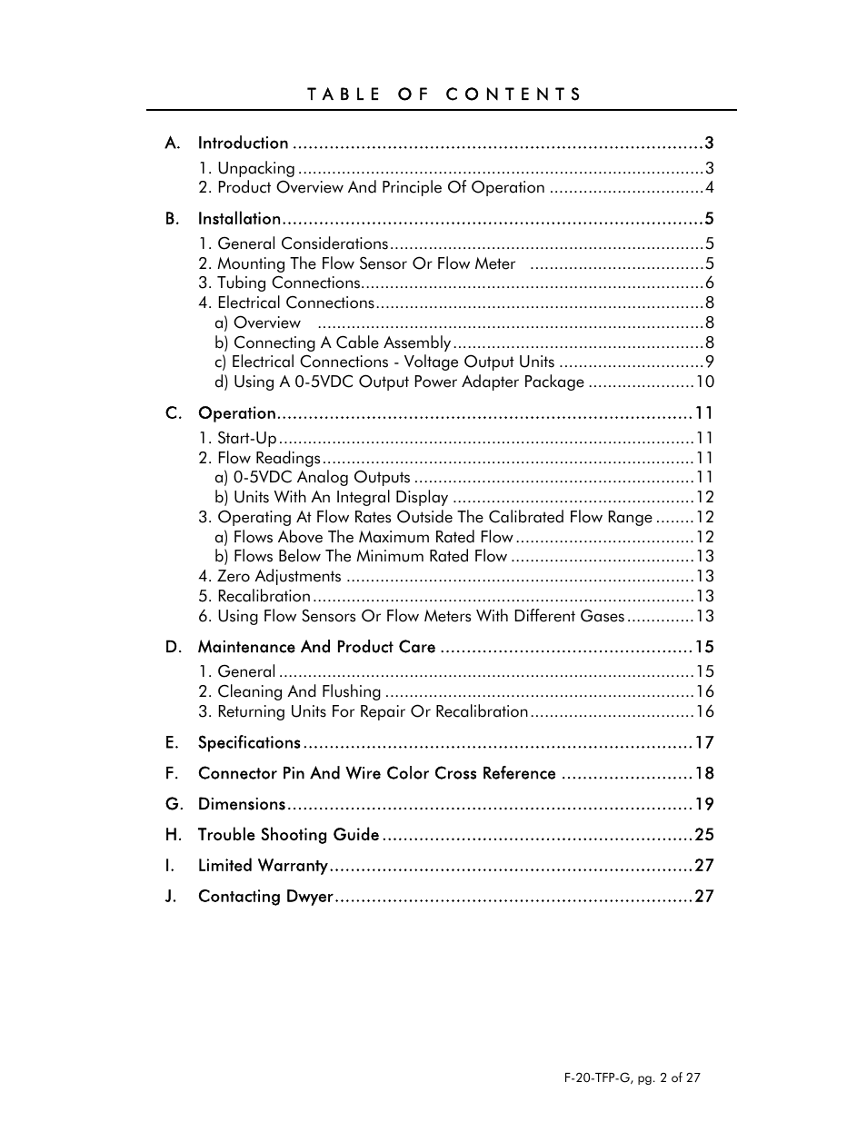 Dwyer TFP-GV User Manual | Page 2 / 27