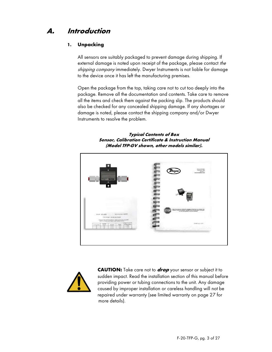 A. introduction | Dwyer TFP-GV User Manual | Page 3 / 27