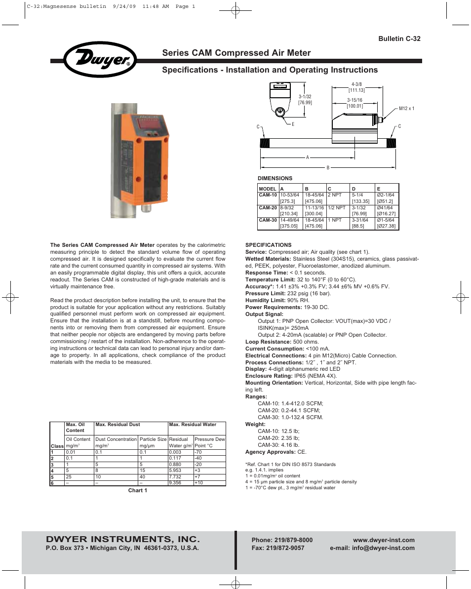 Dwyer CAM User Manual | 6 pages