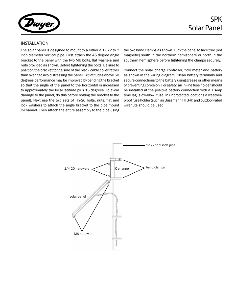 Spk solar panel | Dwyer SPK User Manual | Page 3 / 4