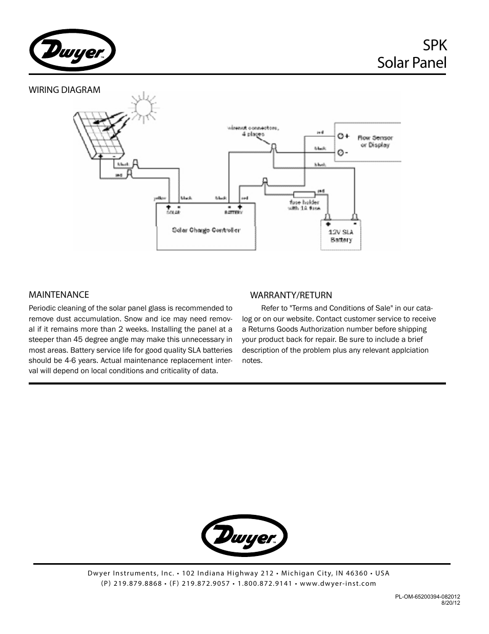 Spk solar panel | Dwyer SPK User Manual | Page 4 / 4