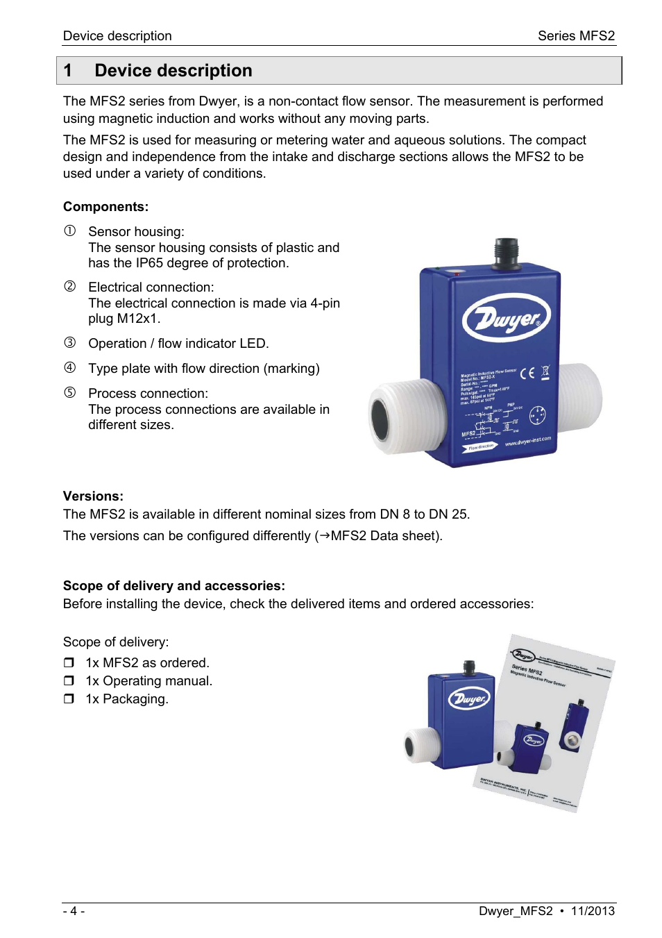 1 device description | Dwyer MFS2 User Manual | Page 4 / 16