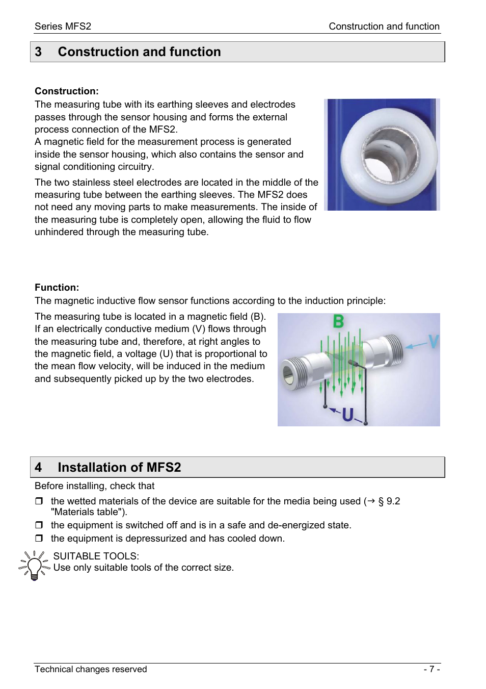 3 construction and function, 4 installation of mfs2, 3 construction and function 4 installation of mfs2 | Dwyer MFS2 User Manual | Page 7 / 16