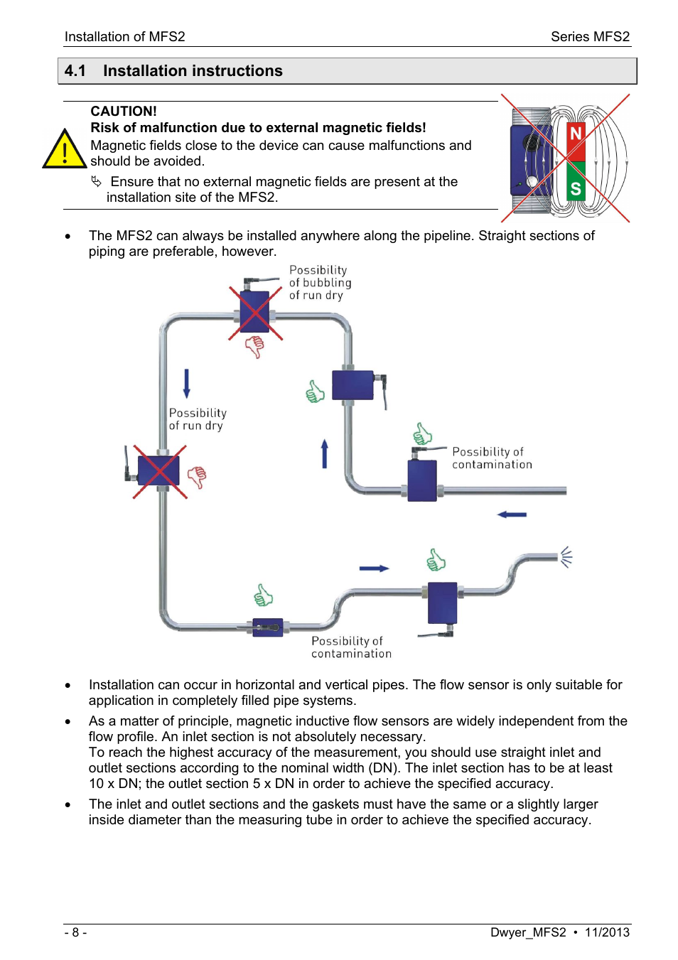 1 installation instructions, Installation instructions") | Dwyer MFS2 User Manual | Page 8 / 16