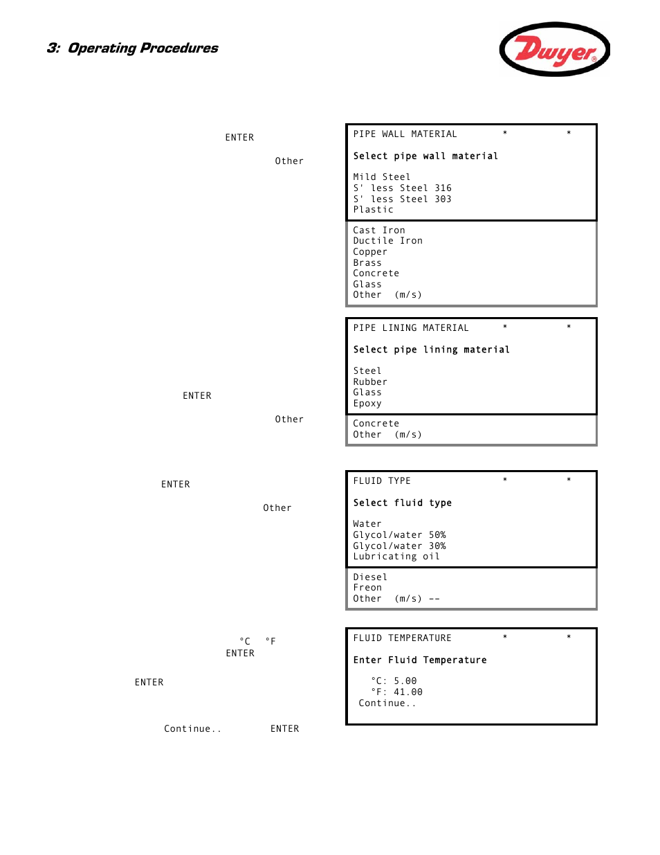 Operating procedures | Dwyer UFB User Manual | Page 22 / 48