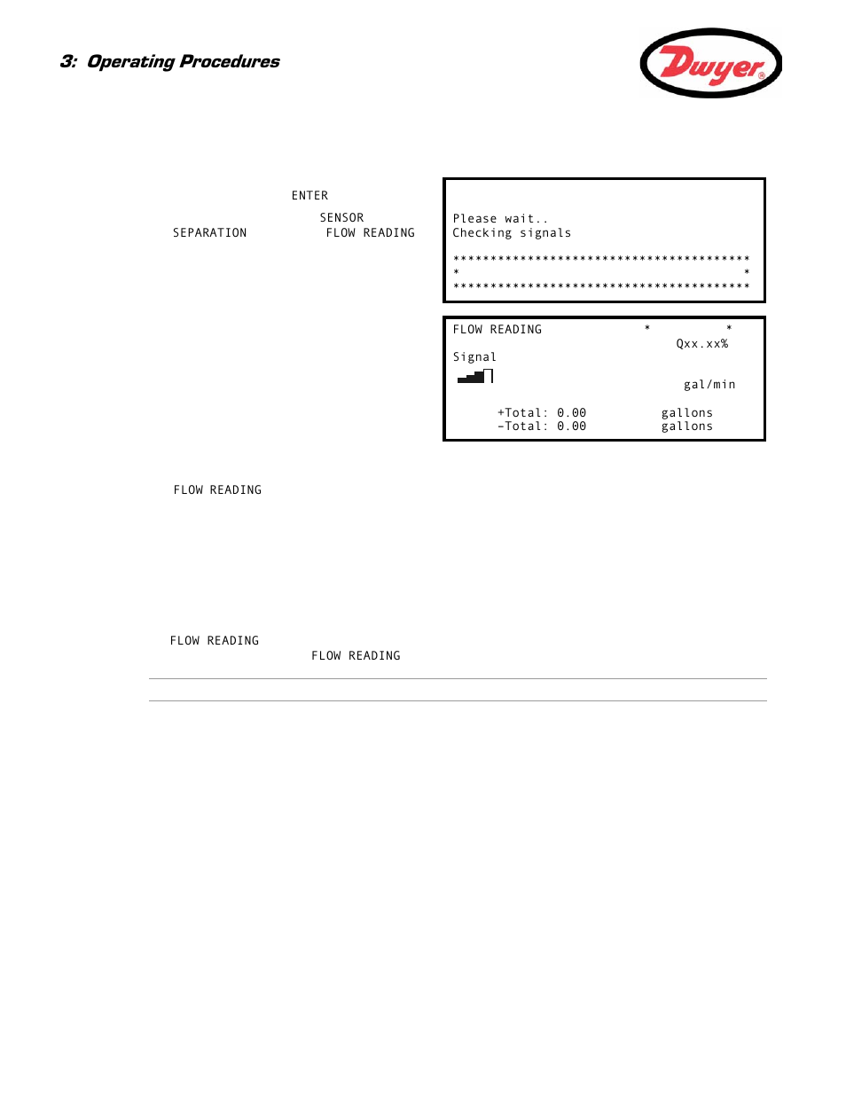 Taking a flow reading, Flow monitoring, Operating procedures | Dwyer UFB User Manual | Page 24 / 48