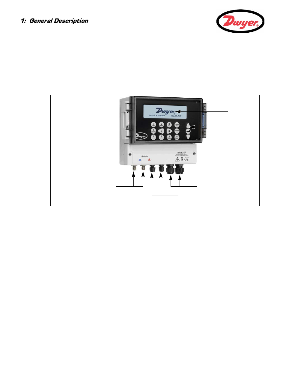 4 ufb instrument, 1 connections, 2 keypad | 1 connections 4 1.4.2 keypad 4, General description | Dwyer UFB User Manual | Page 8 / 48