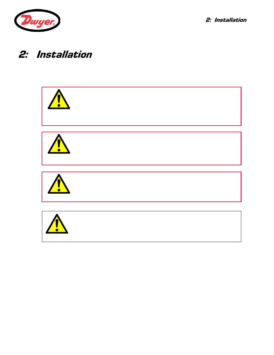 Installation, 1 safety precautions and warnings, 2 installing the ufc instrument | 1 positioning the instrument, Installation 7 | Dwyer UFC User Manual | Page 11 / 56