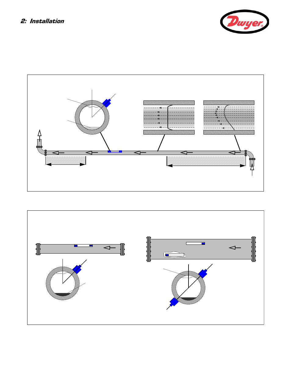 3 installing the ultrasonic transducers, 1 transducer positioning, Installation | Dwyer UFC User Manual | Page 14 / 56