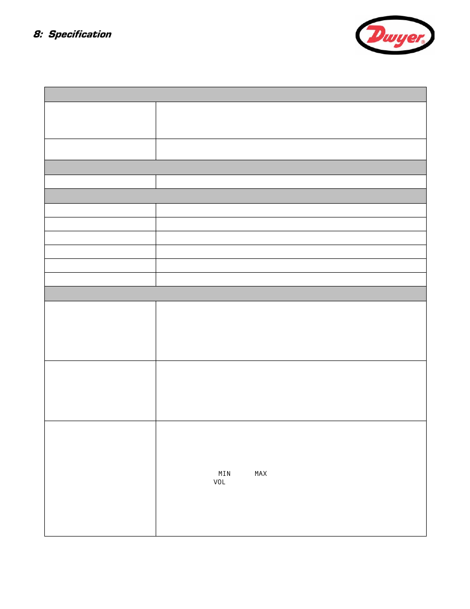 Specification | Dwyer UFC User Manual | Page 54 / 56