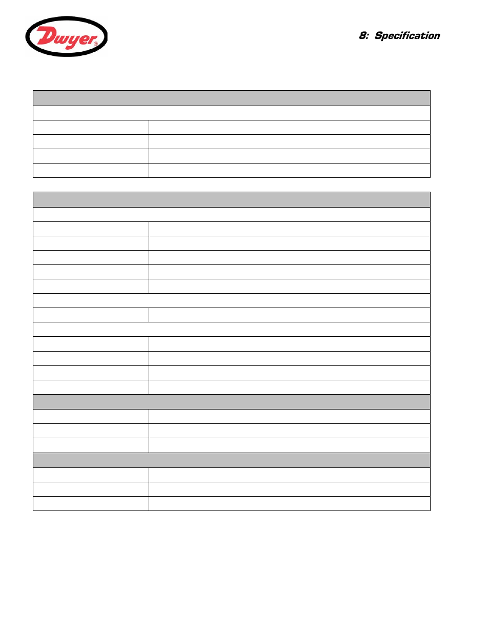 Specification | Dwyer UFC User Manual | Page 55 / 56