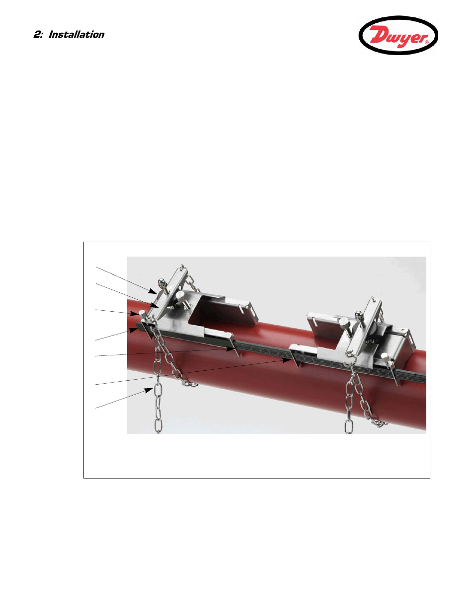 2 transducer attachment, 1 preparation, 2 attaching the transducer holders | Installation | Dwyer Series PUB User Manual | Page 12 / 44