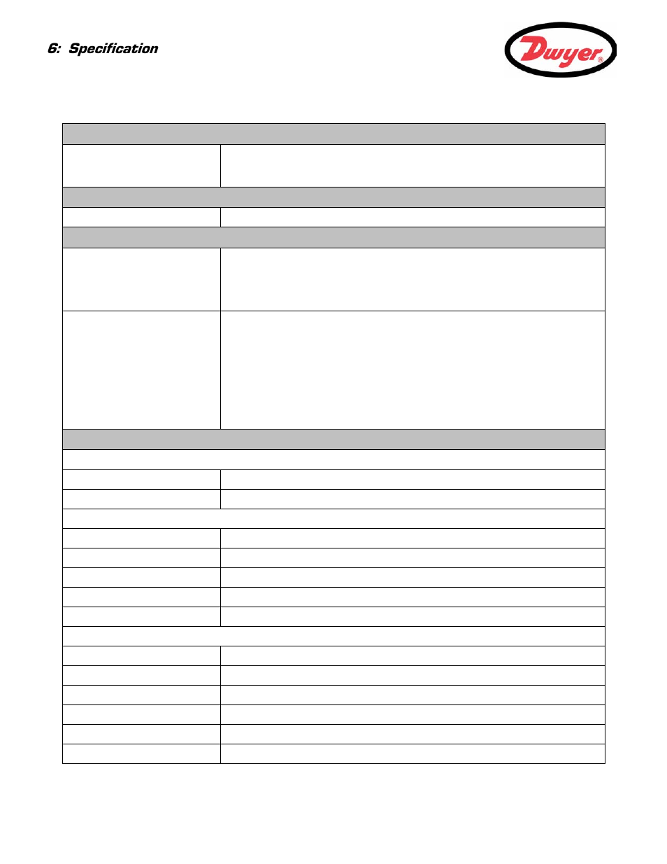 Specification | Dwyer Series PUB User Manual | Page 42 / 44