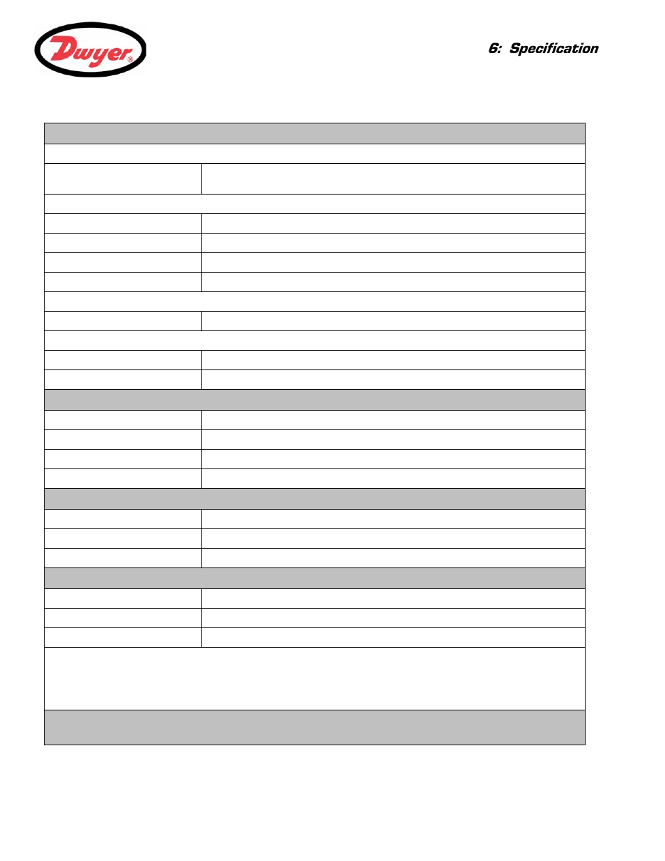 Specification | Dwyer Series PUB User Manual | Page 43 / 44