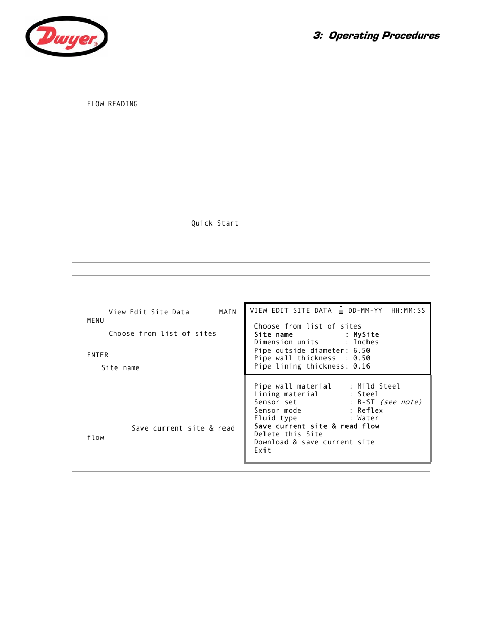 Flow monitoring, Ph 3.3), Operating procedures | Dwyer Series PUF User Manual | Page 21 / 57