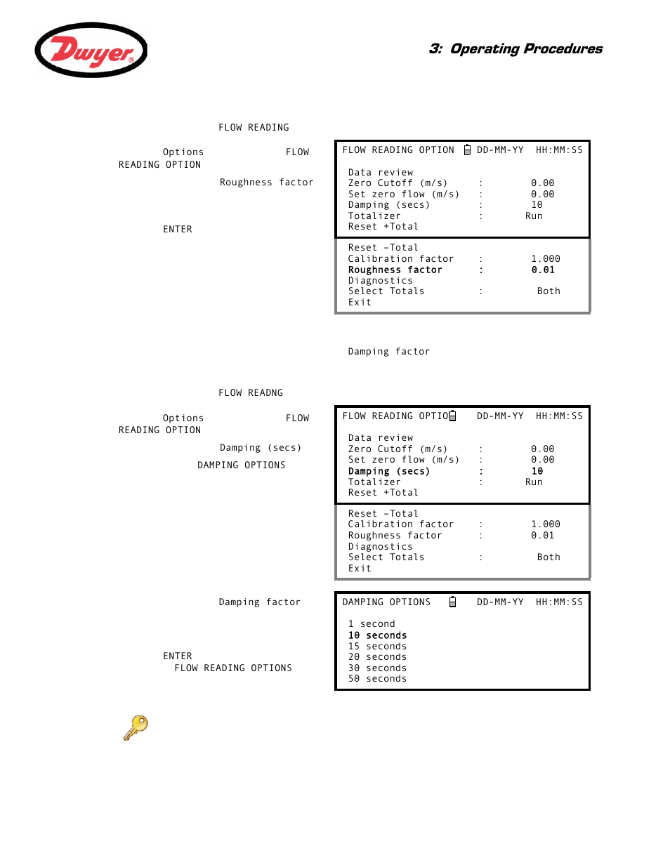 5 adjusting the damping factor, Paragraph 3.5.5, Operating procedures | Dwyer Series PUF User Manual | Page 27 / 57