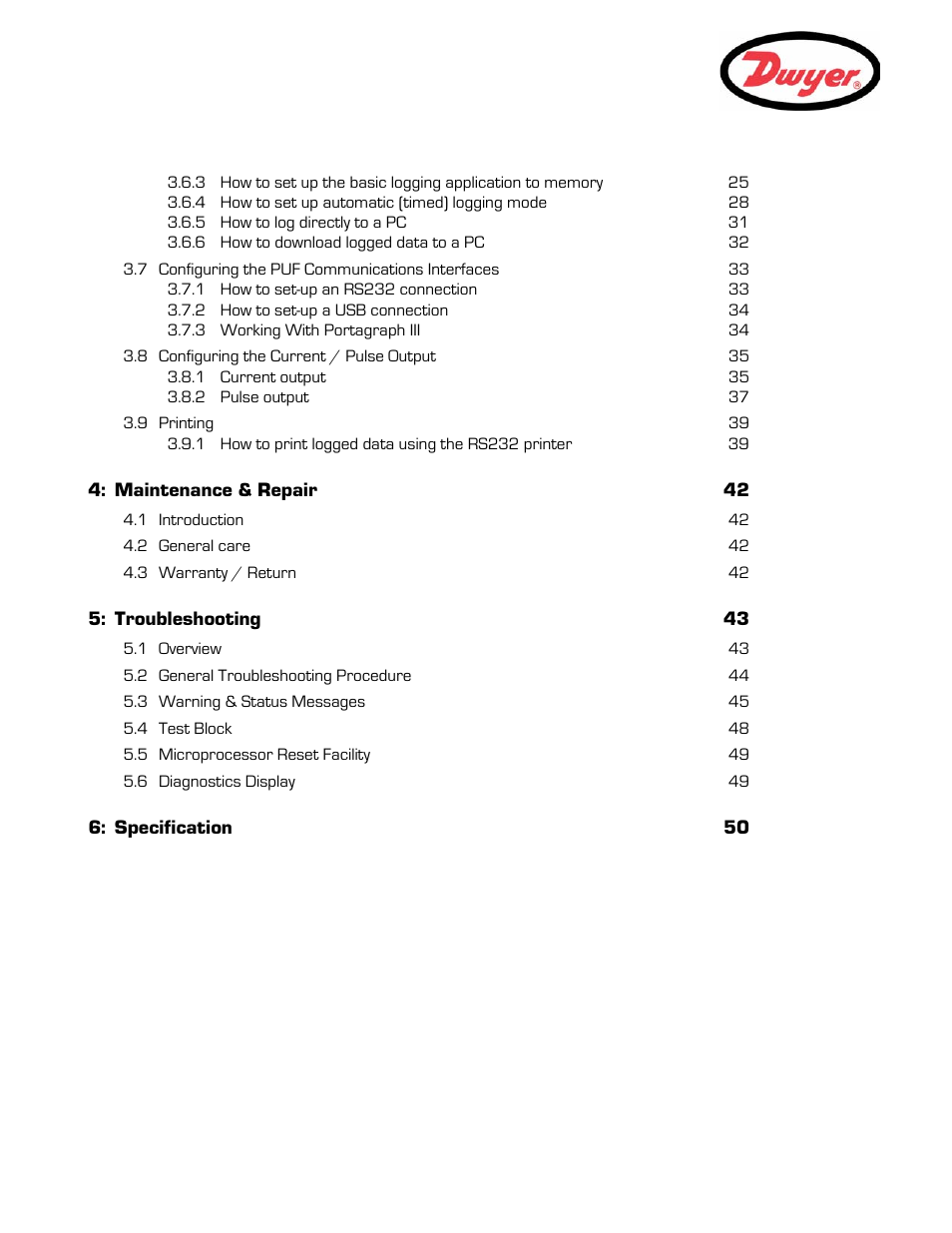 Dwyer Series PUF User Manual | Page 4 / 57