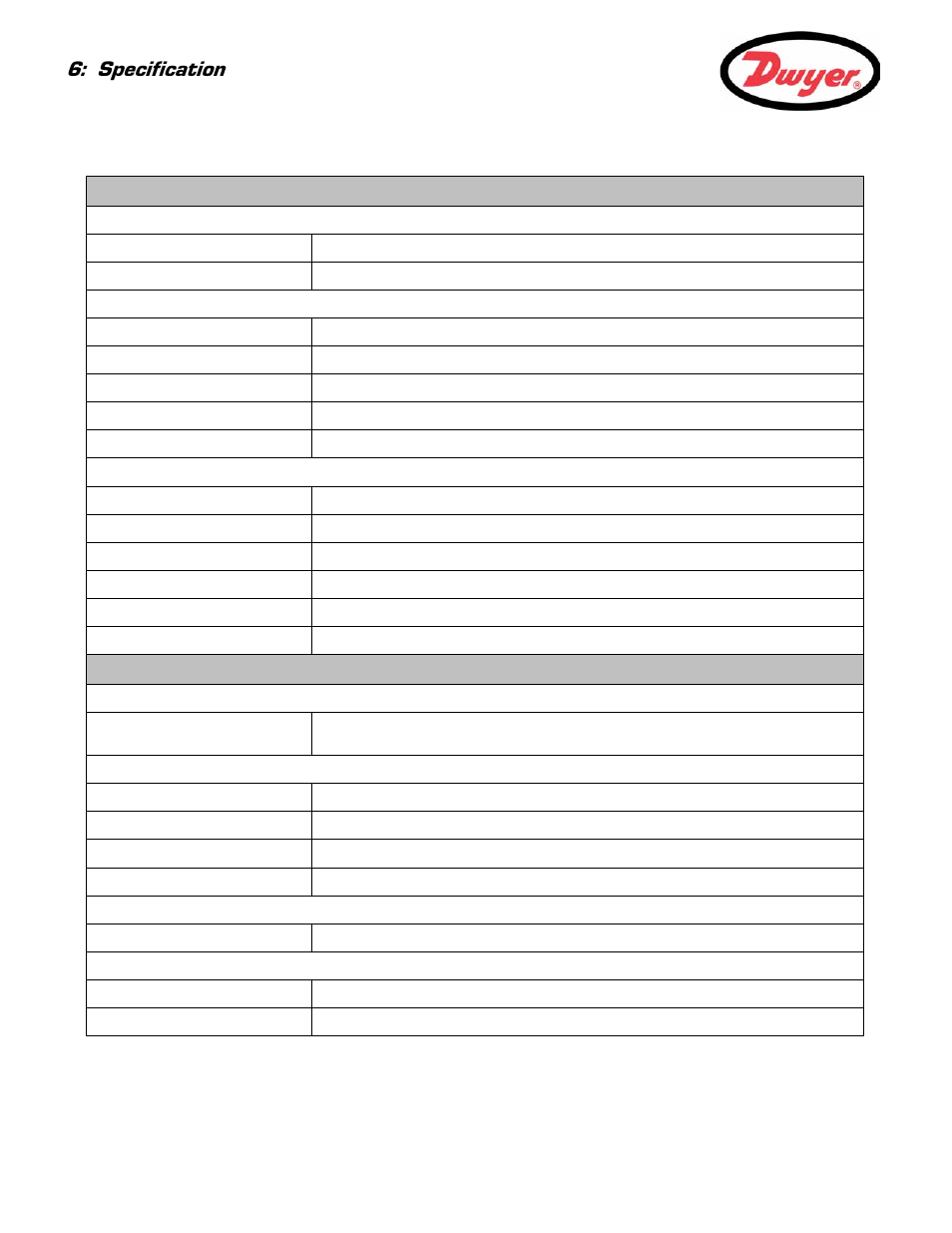 Specification | Dwyer Series PUF User Manual | Page 56 / 57