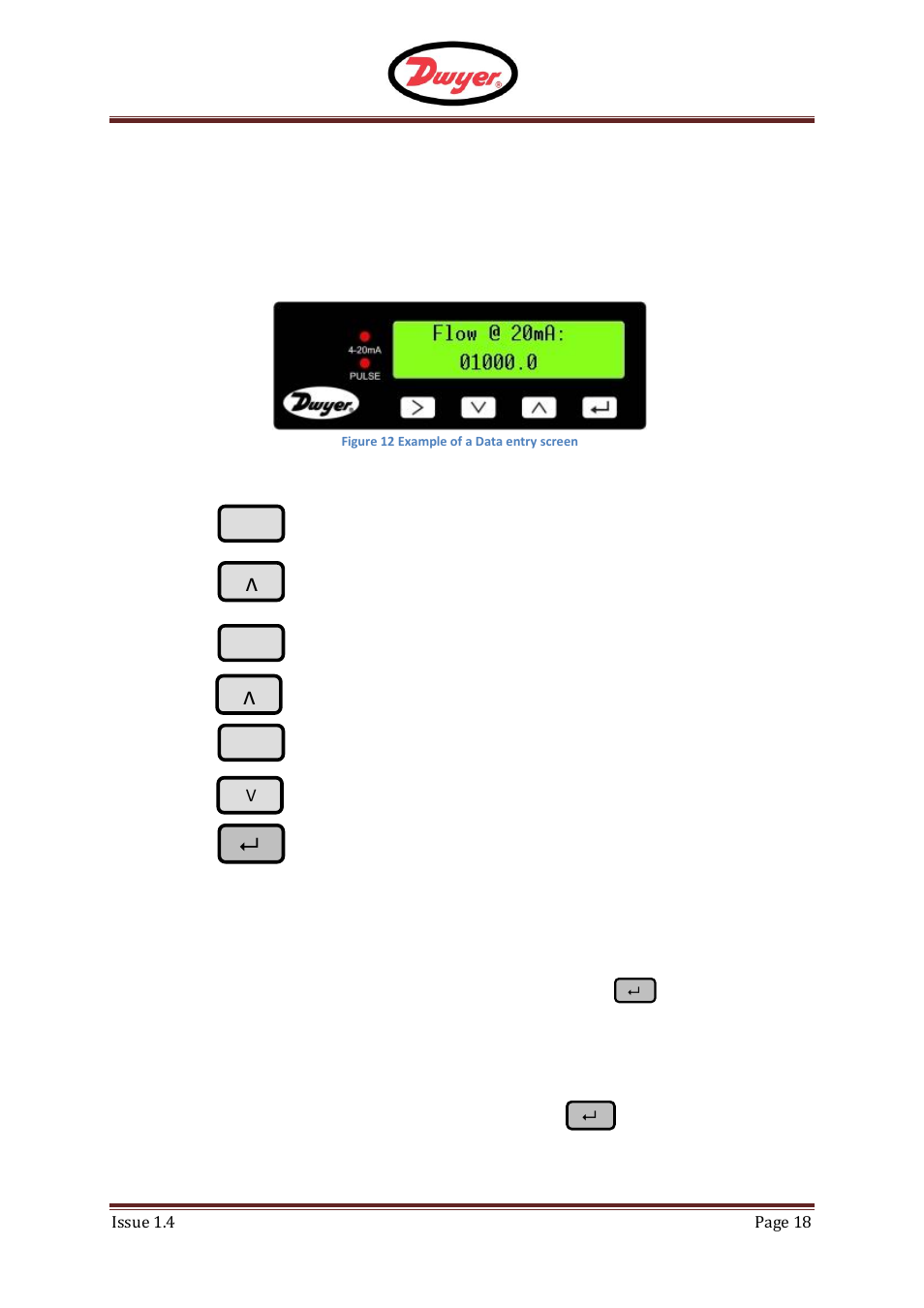 Data entry menus, User password controlled menu structure, F - ufm | 2 user password controlled menu structure | Dwyer UFM User Manual | Page 18 / 28