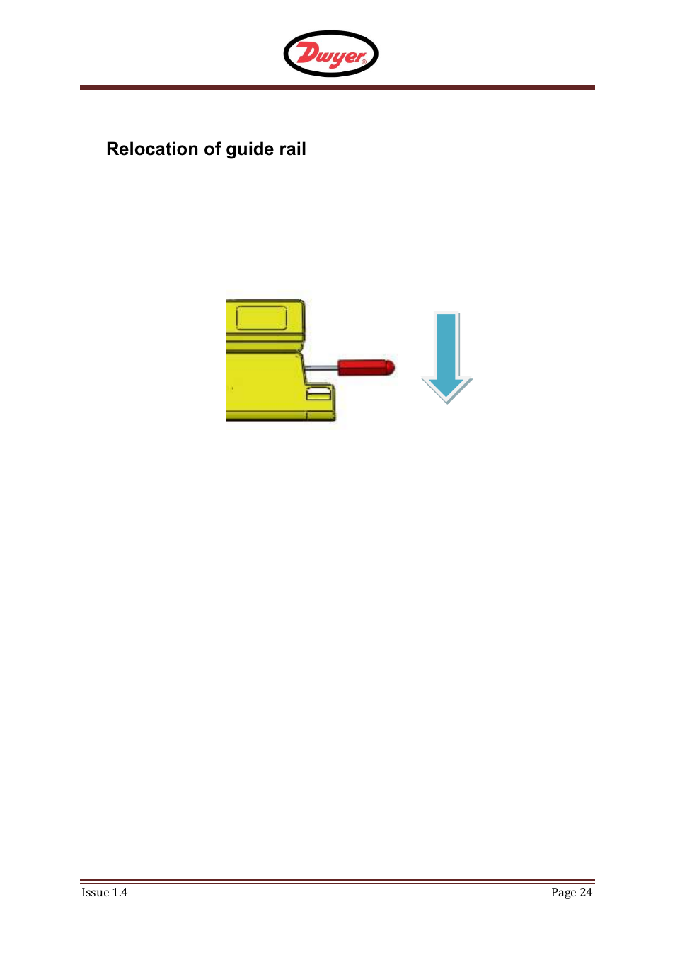 Relocation of guide rail, F - ufm, 9relocation of guide rail | Dwyer UFM User Manual | Page 24 / 28