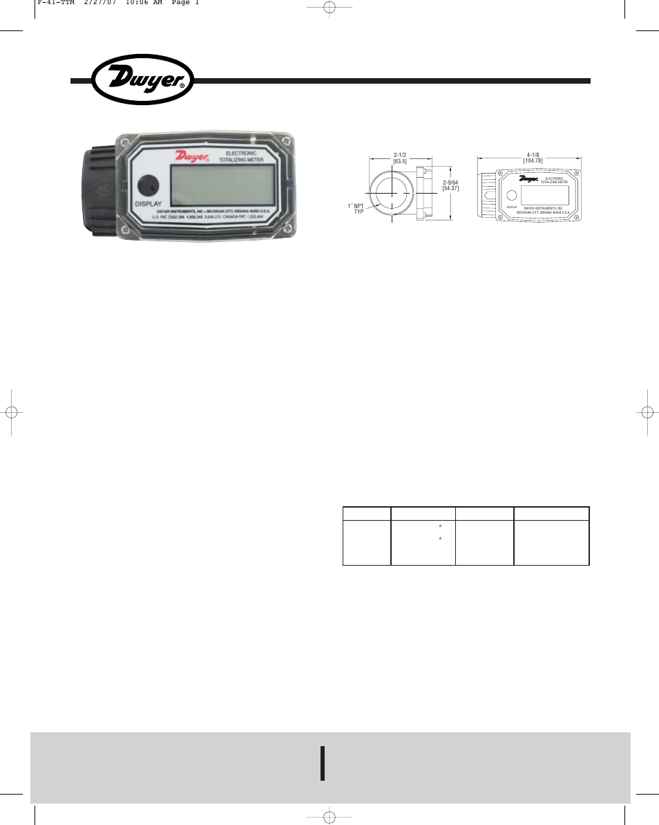 Dwyer TTM User Manual | 2 pages