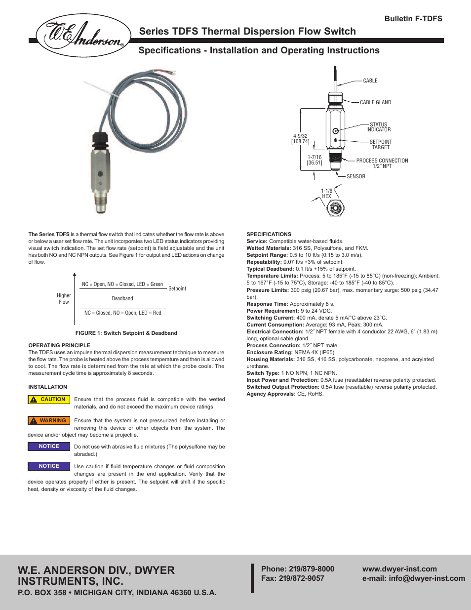 Dwyer TDFS User Manual | 2 pages